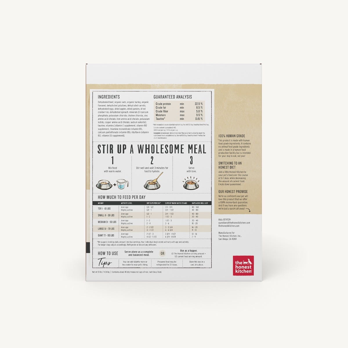 The Honest Kitchen - Dehydrated - Whole Grain Beef Recipe (Dog Food)